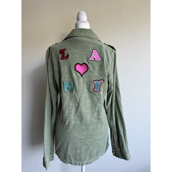 Anthropologie Sundry‎ Military Style Jacket patches LA NY Size 0 - Picture 1 of 8